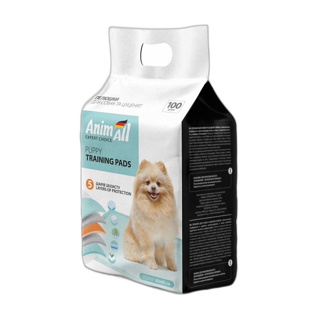Пелюшки для собак та цуценят AnimAll Puppy Training Pads 60*60 см, 100 шт